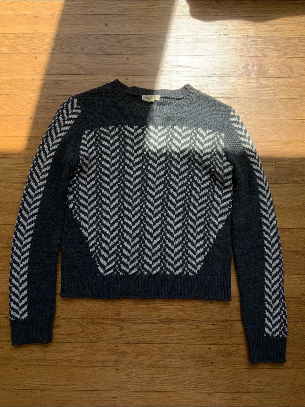 silence + noise Black and White Chevron Crewneck Sweater
